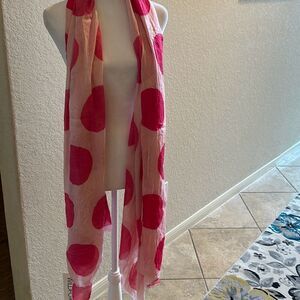 Wildfox Women's Large Dot Scarf Pink Polkadot Lightweight Fringe Edge Barbiecore